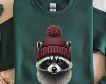 Cozy Raccoon Crewneck Sweatshirt, Funny Raccoon Gifts