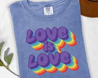 Love is Love Shirt, Retro Rainbow LGBT Pride T-Shirt