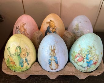 From England Tin Metal Easter Egg Box Peter Rabbit in the Garden