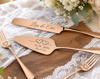 Set personalizzato per il taglio della torta nuziale, spatola personalizzata per torta nuziale, regalo per addio al nubilato, regali di nozze.