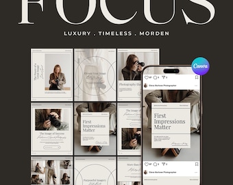 Instagram Canva Templates for Photographers | Minimalist 10 Posts & 10 Stories | Editable Social Media Kit for Creators