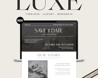Luxury Wedding Website Template | Elegant Save The Date Website | Timeless Romantic Wix Wedding Template | Editable Digital Invitation