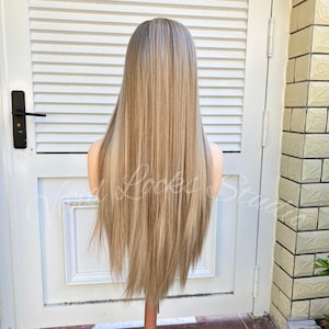 Balayage Blonde Rooted Straight Hair Lace Front Wig 13x6&quot; 22 inch