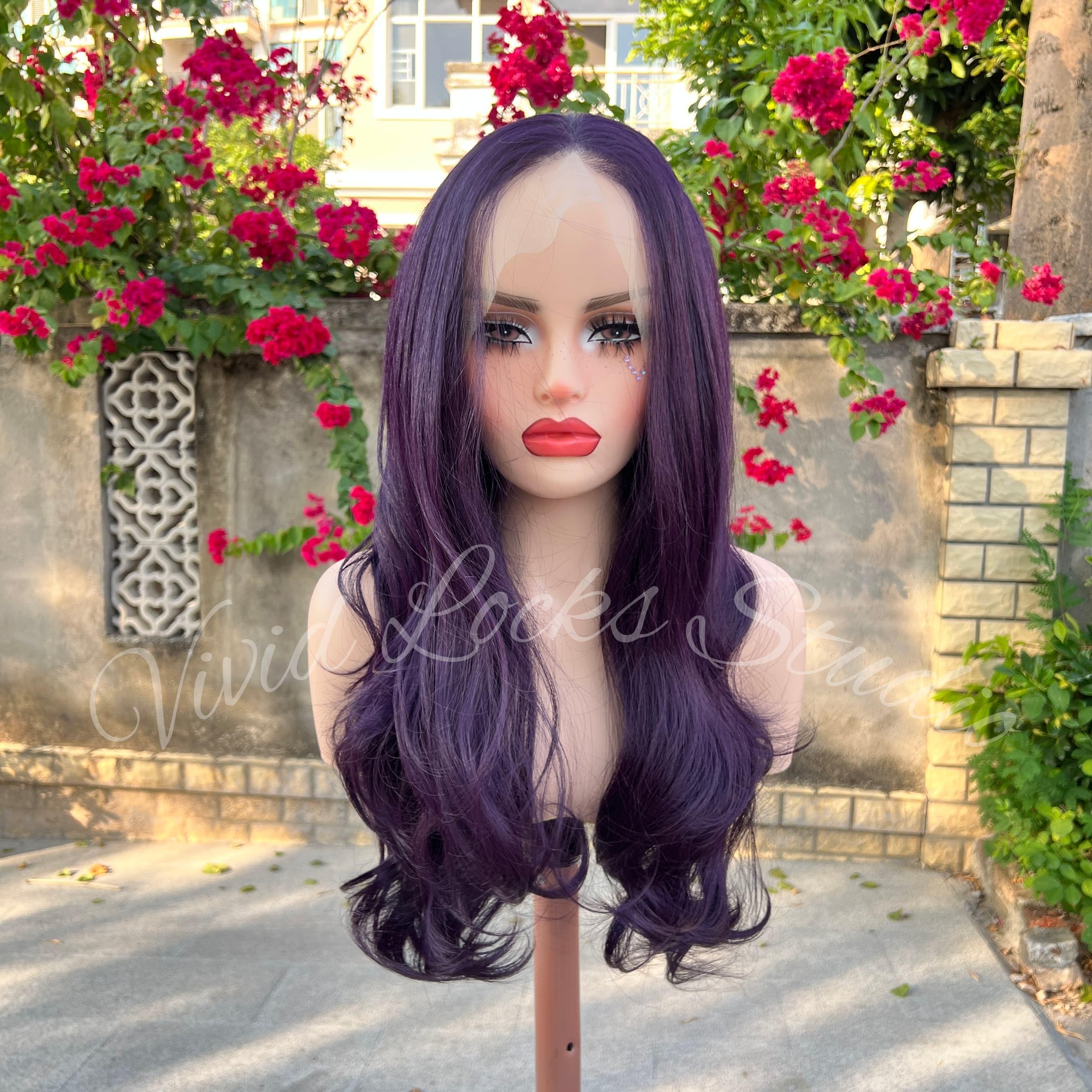 NEW Lilac Dream Front Lace Wig 24” Lilac Purple Ombre Long Wavy Synthetic Lace Front Wig - All  main image 2