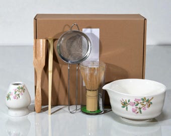 Set di ciotole per Matcha in ceramica bianca, kit per la cerimonia del tè giapponese