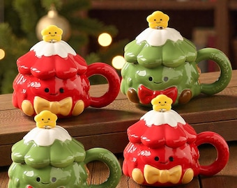 Tazza in ceramica natalizia • Tazza da caffè a tema festivo • Regalo stagionale per casa o ufficio