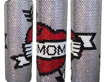 READY TO SHIP Old School Mom Tattoo RhineStone Tumbler 20oz.
