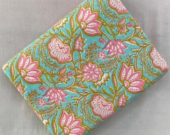 Hand Block Print Cotton Fabric, Floral Sewing Meterial By The YARD