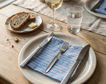 Block Print Floral Cotton Napkins | Linen Botanical Table Decor | Reusable Fabric Dinner Napkins, Set for Spring Tablescape .