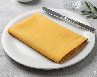 Mustard Linen Napkins Set of 2, Yellow Cloth Dinner Napkins, Reusable Table Napkins, Farmhouse Wedding Table Decor
