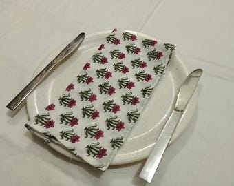 Hand block print napkins: (set of 200) Pink Florl napkins
