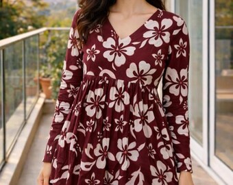 Floral Print Cotton Peplum Tunic | Handmade Indian Top