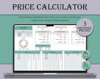 Calculatrice de prix Feuille de calcul | Modèle de feuilles de calcul Google pour les coûts et la marge bénéficiaire (téléchargement numérique)