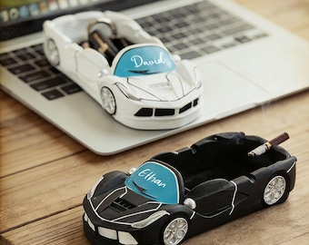 カスタムカー灰皿、樹脂製おもしろ灰皿、クリエイティブなホームオフィス装飾ギフト、飛散防止設計、車好きへのギフト、高級車用灰皿