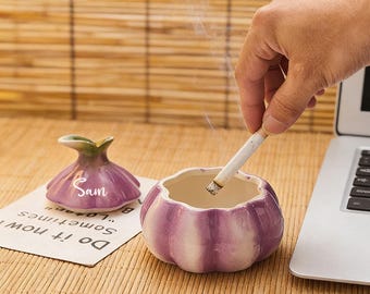 玉ねぎ型セラミック灰皿（蓋付き）、おもしろ喫煙灰皿、防風蓋付き灰皿、斬新なホームデコレーションギフト