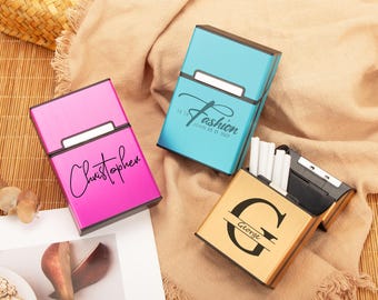パーソナライズされたシガレットケース、カスタムメタル喫煙ボックス、刻印入りシガレットホルダー、男性へのギフト、男性の誕生日プレゼント、カスタムタバコケース