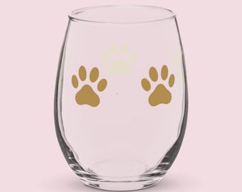 Verre à vin sans pied Modern Paw Print, 15 oz