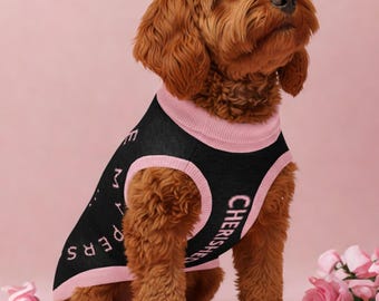 Pull tricoté personnalisé pour animal de compagnie Couleur Noir, Rose « You Are My Person », M