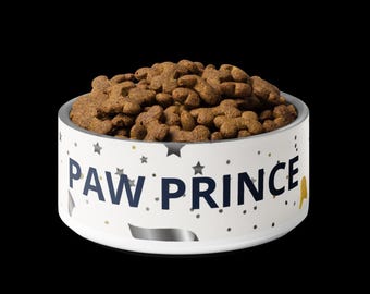 Gamelle pour chien personnalisée, motif moderne, « PAW PRINCE », 18 et 32 oz