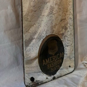 Antique Art Deco 1920's Wall Mirror American Fashion Hats Store Advertising image 1