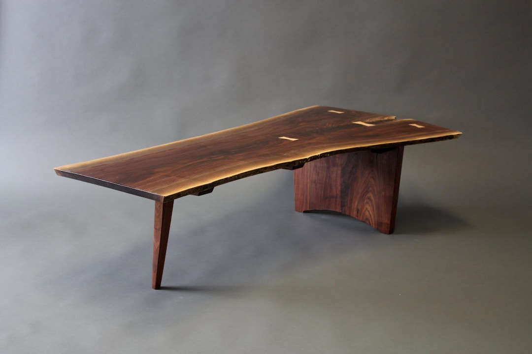 Walnut Live Edge Slab Crotch Cut Coffee Table Custom Order Mid