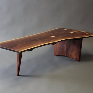 Walnut Live Edge Slab Crotch Cut Coffee Table Custom Order Mid Century Modern Studio Nakashima Style image 1