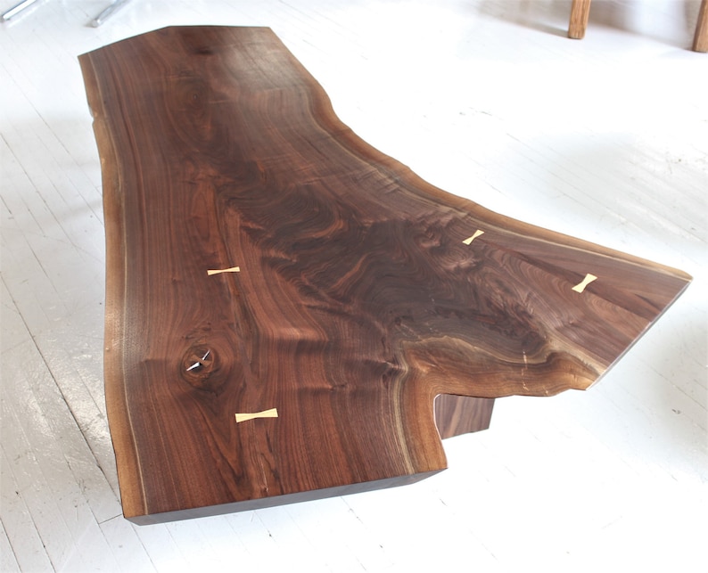 Walnut Live Edge Slab Crotch Cut Coffee Table Custom Order Mid Century Modern Studio Nakashima Style image 8