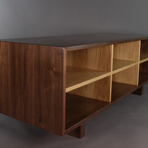 Solid walnut and white oak media console room divider low case organic modern mid century style design image 2