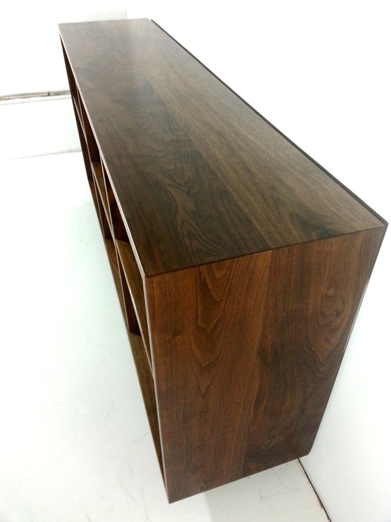 Custom Solid Walnut Bookcase with Adjustable Shelves Mid Century Modern Style image 4