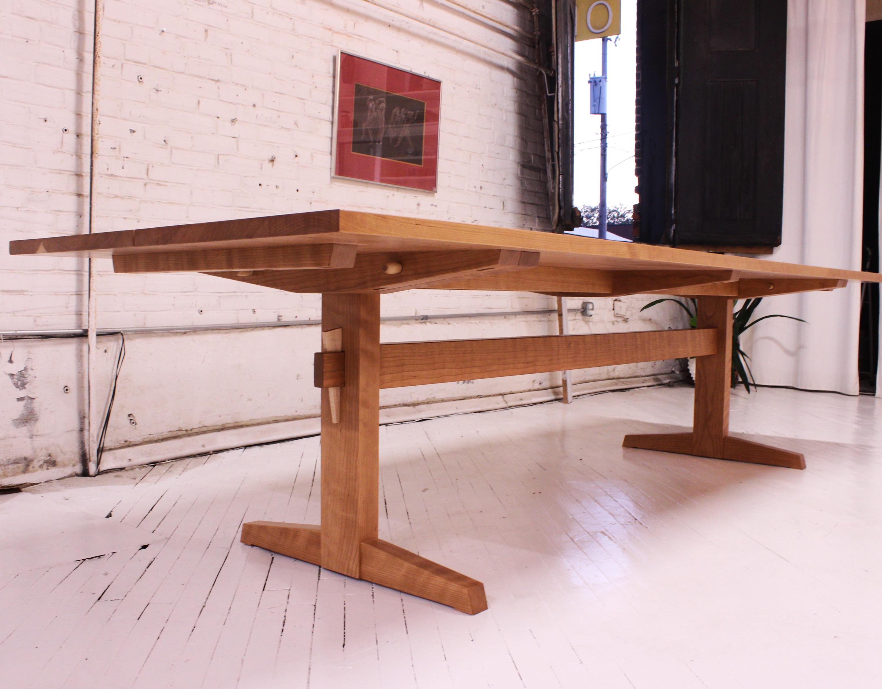 Custom Solid Wood Knockdown Trestle Dining Table Traditional