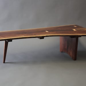 Walnut Live Edge Slab Crotch Cut Coffee Table Custom Order Mid Century Modern Studio Nakashima Style image 6