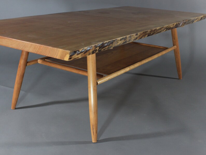 Custom Handmade Live Edge Mid Century style Cherry Slab Table Etsy