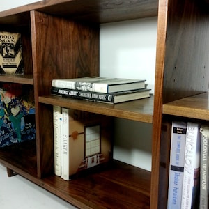 Custom Solid Walnut Bookcase with Adjustable Shelves Mid Century Modern Style image 3