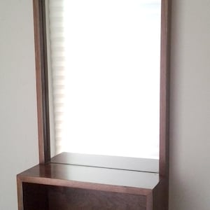 Custom Walnut Entry Hall Mirror with wall shelf Mid Century Style to Modern Minimalist Style image 2