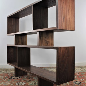 Solid handmade walnut room divider display case bookcase image 1