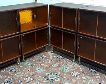 Vintage Mid Century Modern Set Of 8 Stacking Cabinets Bookcases Audio Record Cases