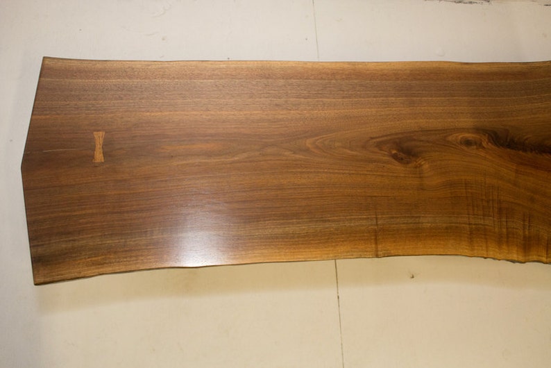 Walnut Live Edge Slab Crotch Cut Coffee Table Bench With Drawer Mid Century Studio Style image 4