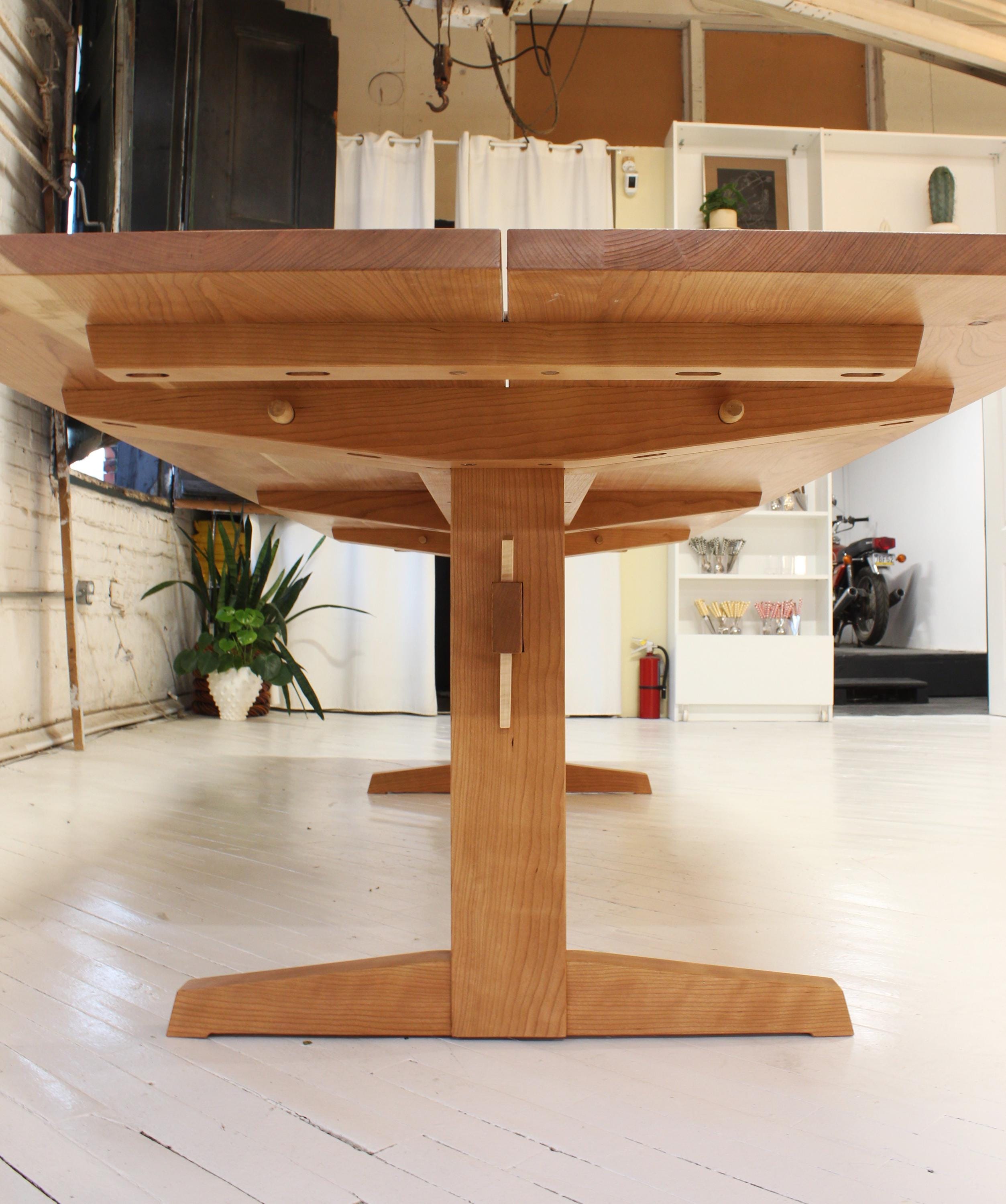 Custom Solid Wood Knockdown Trestle Dining Table Traditional