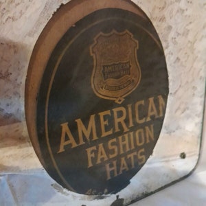 Antique Art Deco 1920's Wall Mirror American Fashion Hats Store Advertising image 5