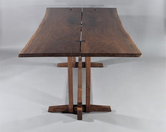 Live edge solid walnut desk or dining table inspired by Genorge Nakashima Frenchman Cove 2