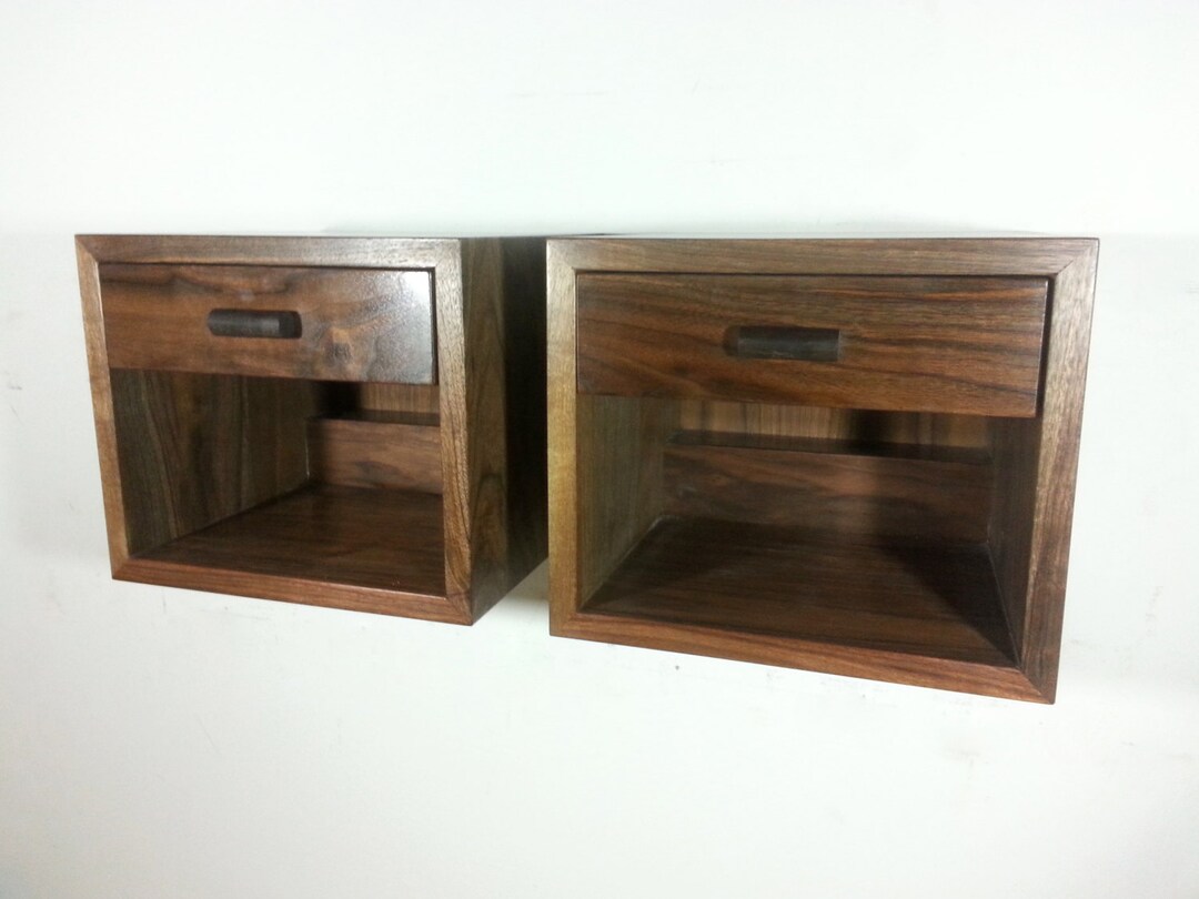 Custom Pair of Two Drawer Floating Nightstand Shelf Wall Box Etsy