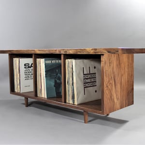 Live edge single tier record case bookcase sofa table image 4
