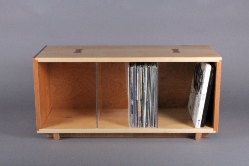 Custom Record Vinyl Storage Storage Cabinet Bin Bookcase Cherry Maple ...