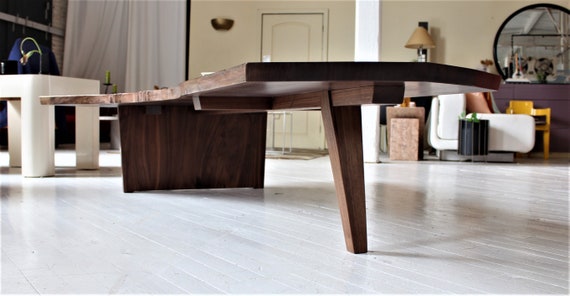 Walnut Live Edge Slab Crotch Cut Coffee Table Custom Order Mid
