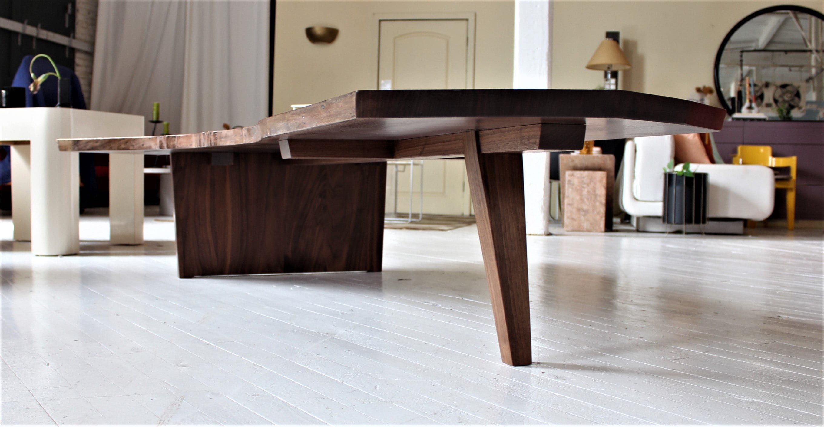 Walnut Live Edge Slab Crotch Cut Coffee Table Custom Order Mid