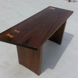 Mid Century Studio Modern Style Small Custom Gallery Bench Coffee or Accent Table 3 Bowtie Walnut Cherry