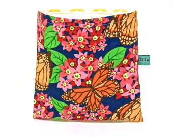 Reusable Snack Bag - Reusable Sandwich Bag - Butterflies and Chevron