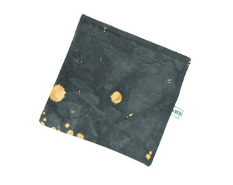 Reusable Snack Bag - Reusable Sandwich Bag - Hand Dyed Charcoal with Bleach Splatter