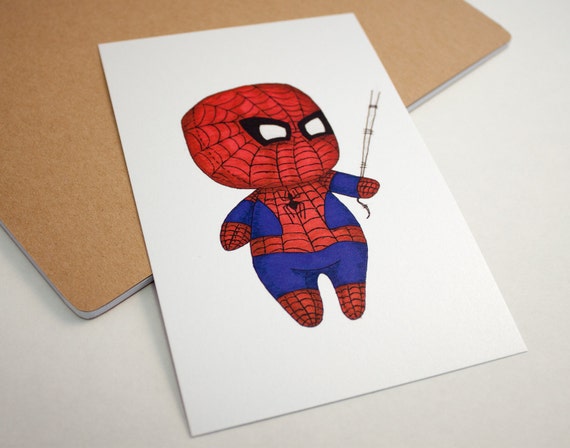 Mini Spiderman 4x6 Print Marvel / Avenger / Fan Art / Chibi - Etsy
