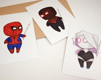 Mini Spider Set - 4x6 Print [ Marvel / Fan Art / Chibi ]